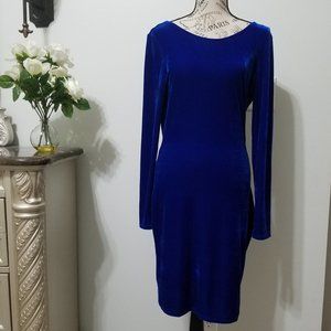 Blue Velvet Bodycon Open Back Dress Mid length L